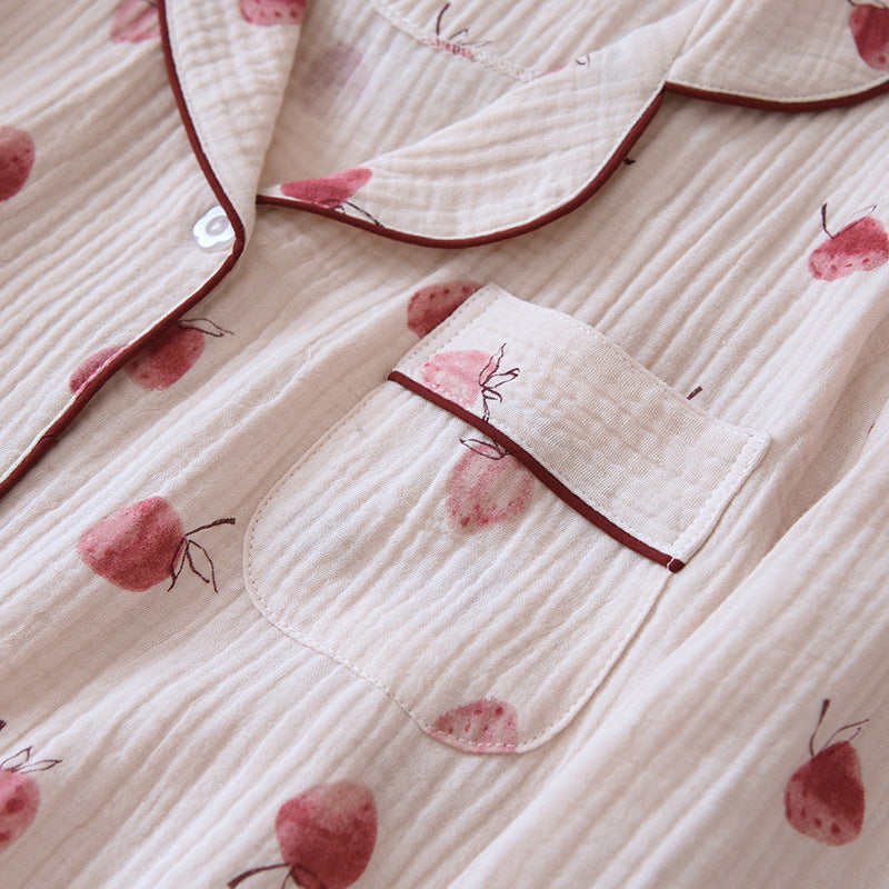 Pink Strawberry Print Pure Cotton Pajama Set