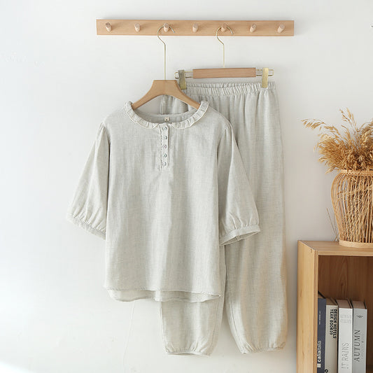 Grey 3/4 Sleeve Pure Cotton Pajama Set