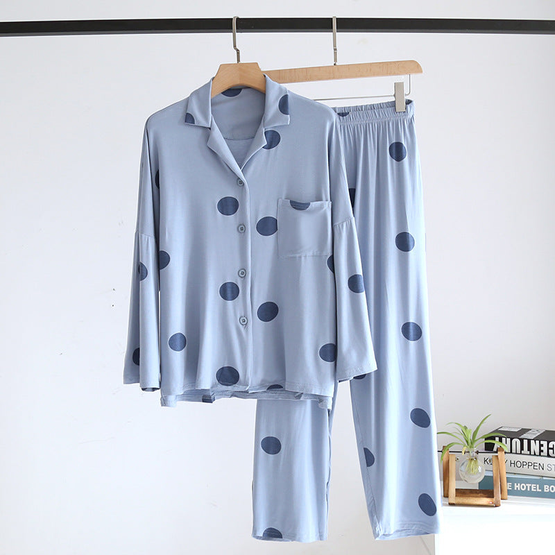 Blue Big Polka Dots Pajama Set